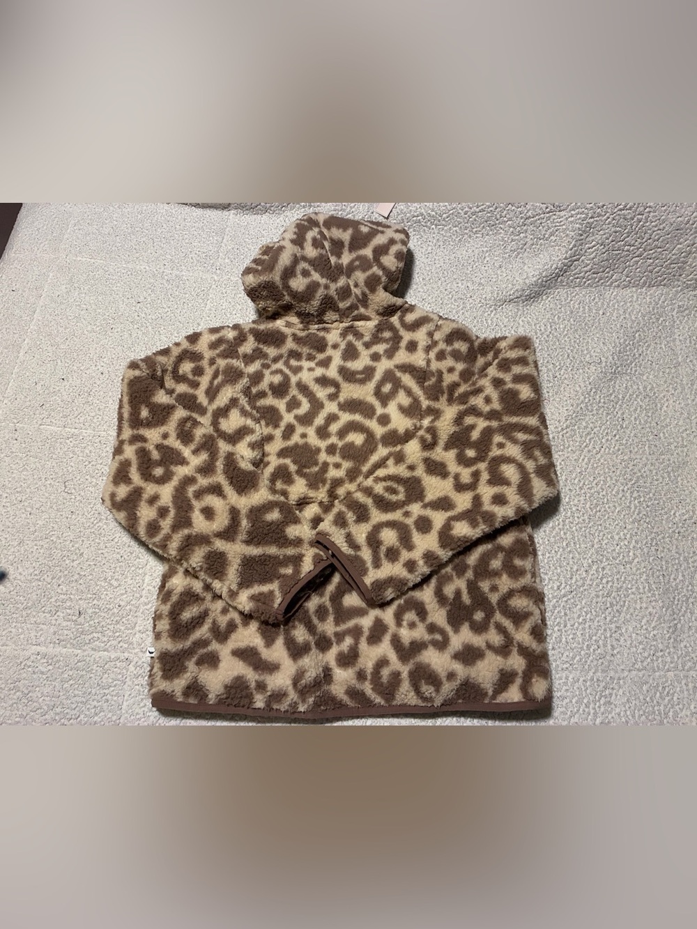 Jessica Simpson Brown and Cream Leopard Print Hooded  Jacket, medium - Picture 2 of 11